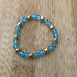 Elegant Gold and Blue Beaded Bracelet